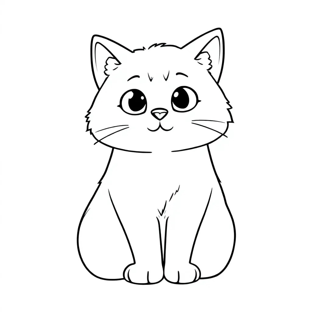 Cartoon cat ragdoll sitting coloring page for kids