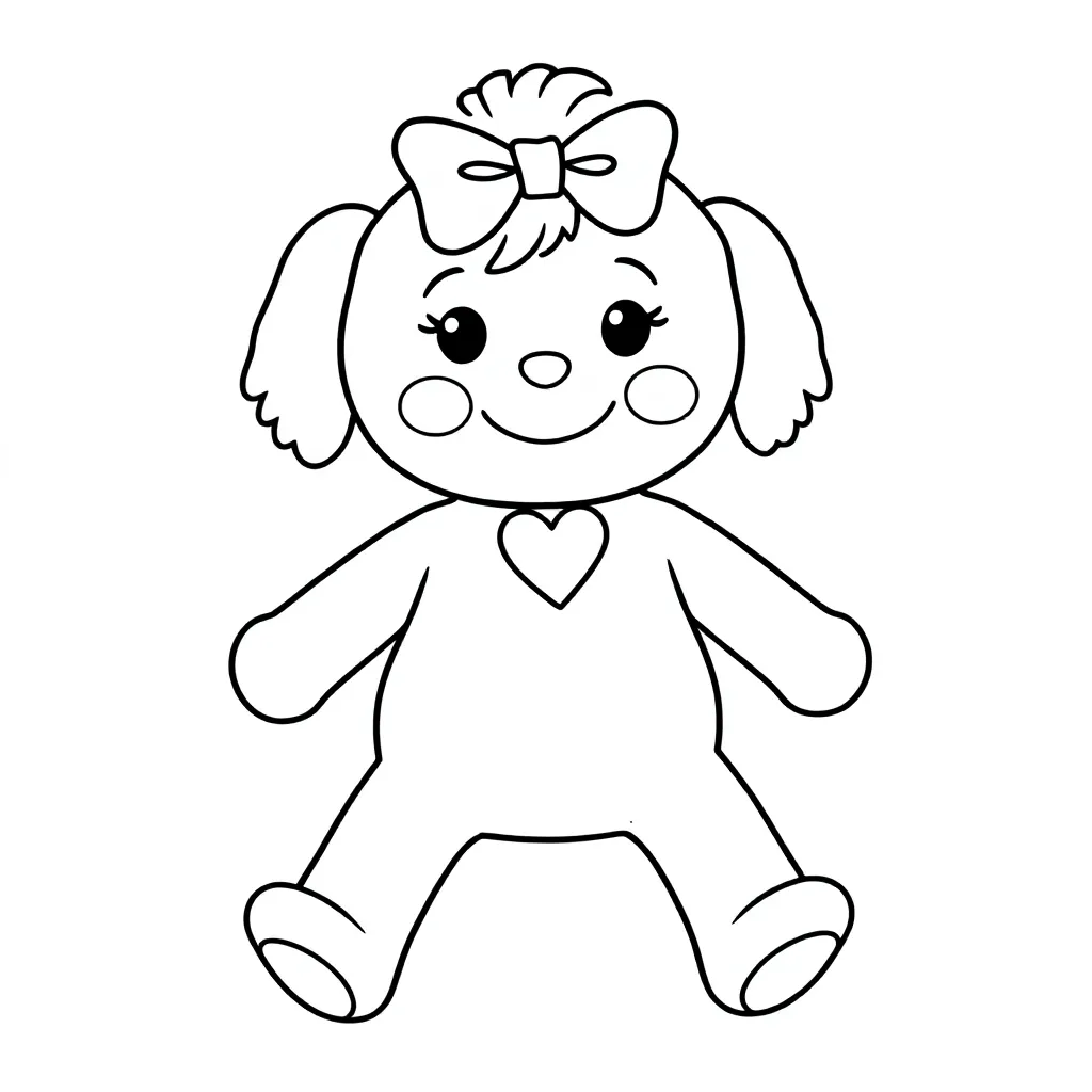 Cartoonish, ragdoll, large, clear, shapes coloring page for kids