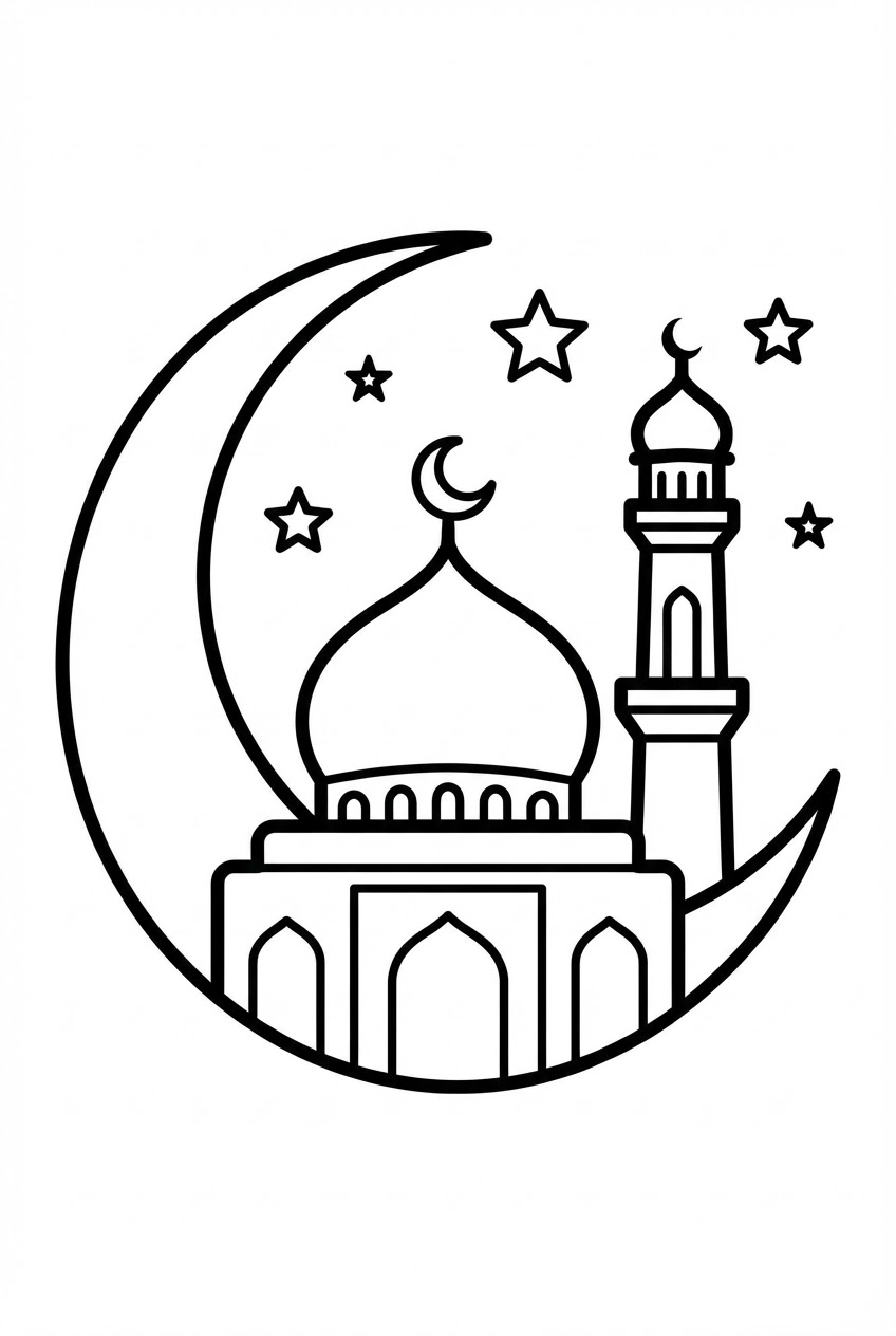 Ramadan kalender Malvorlage Linienzeichnung