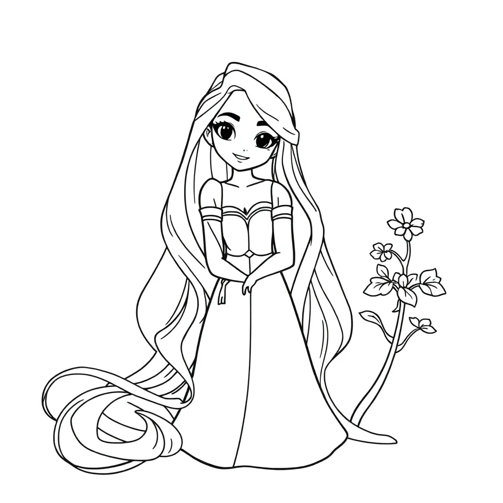 Rapunzel Disney Sprookjes Prinses Tekenen coloring page for children