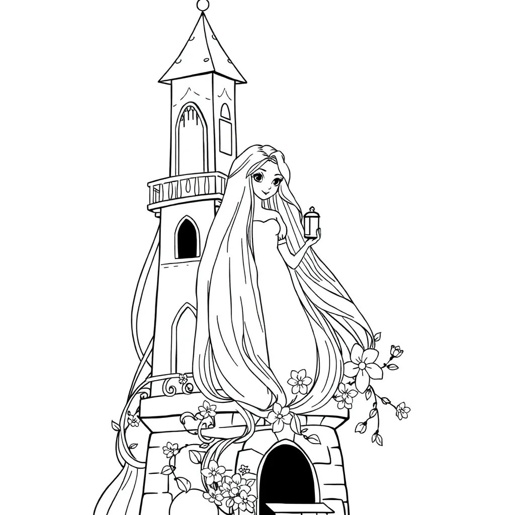 Rapunzel coloring page for children