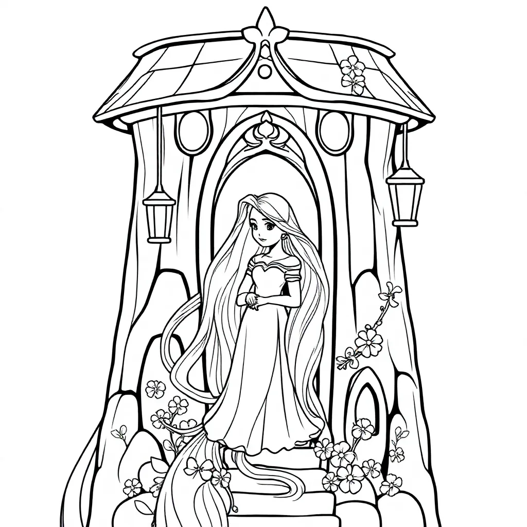 Rapunzel Prinses Sprookje Lang Haar Disney coloring page for children