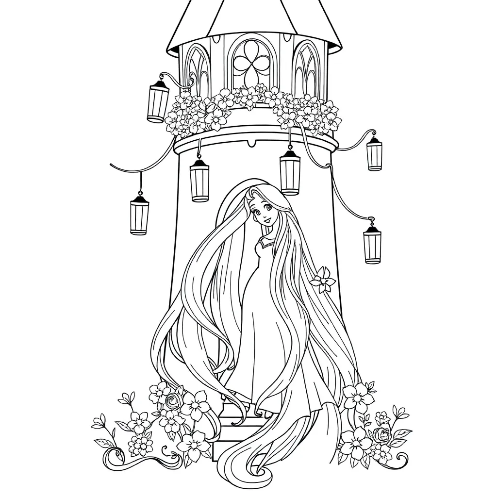 Rapunzel Prinses Sprookje Lang Haar Disney coloring page for children