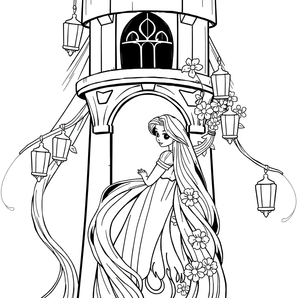 Rapunzel Prinses Sprookje Lang Haar Disney coloring page for children