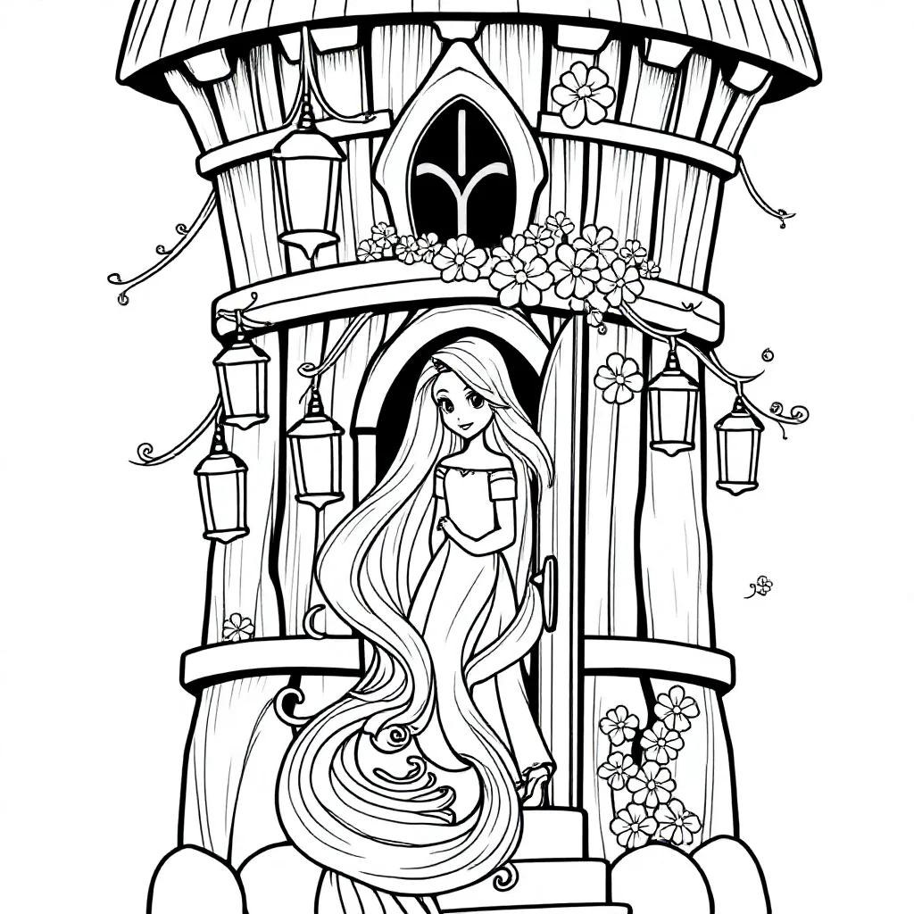 Rapunzel Prinses Sprookje Lange Haren Disney coloring page for children