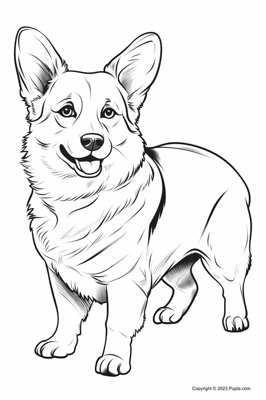 Plantilla de colorear Corgi Pembroke Gales Realista