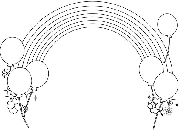 Plantilla de Coloreado Arcoíris con Globos
