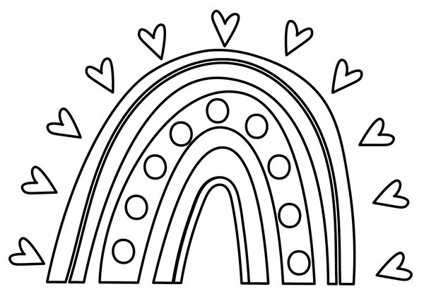 Regenboog Rondjes Hartjes coloring page for children