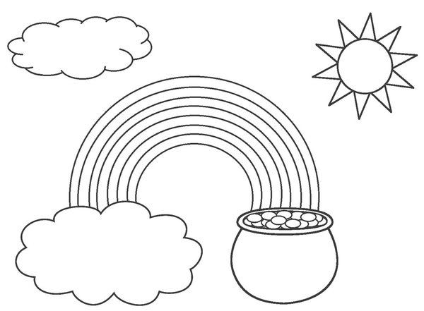 Feuille de coloriage Arc-en-ciel avec Soleil et Pot d'Or