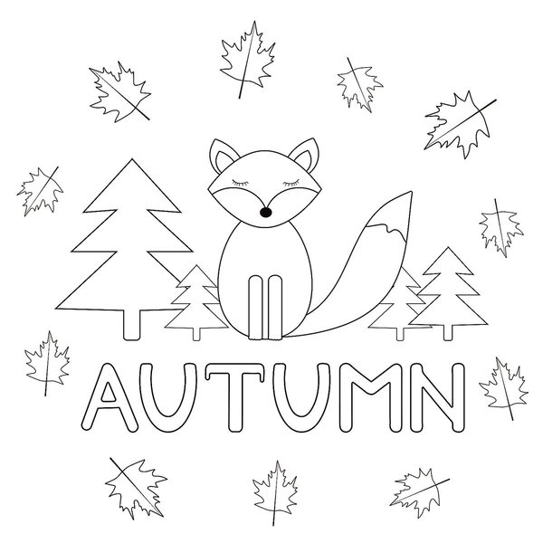 Renard D Automne Et Feuilles coloring page for children
