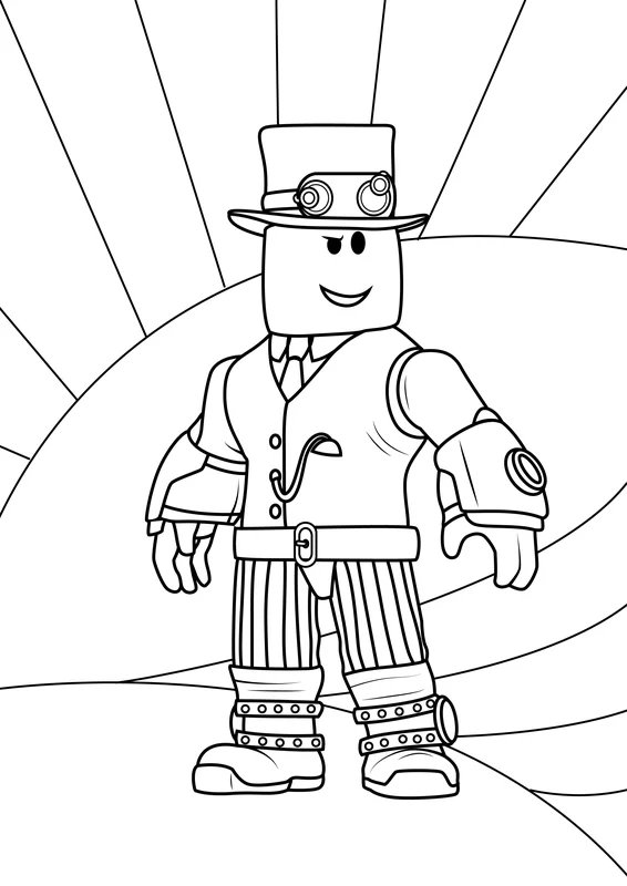 Roblox Character With Hat coloring page for children