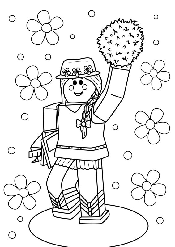Roblox Girl Pom Poms coloring page for children