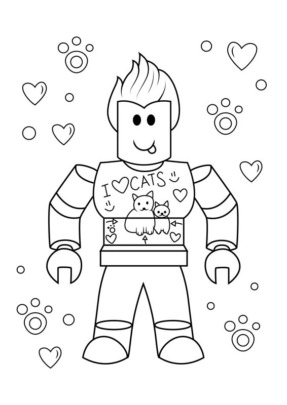 Roblox I Love Cats Tshirt coloring page for children