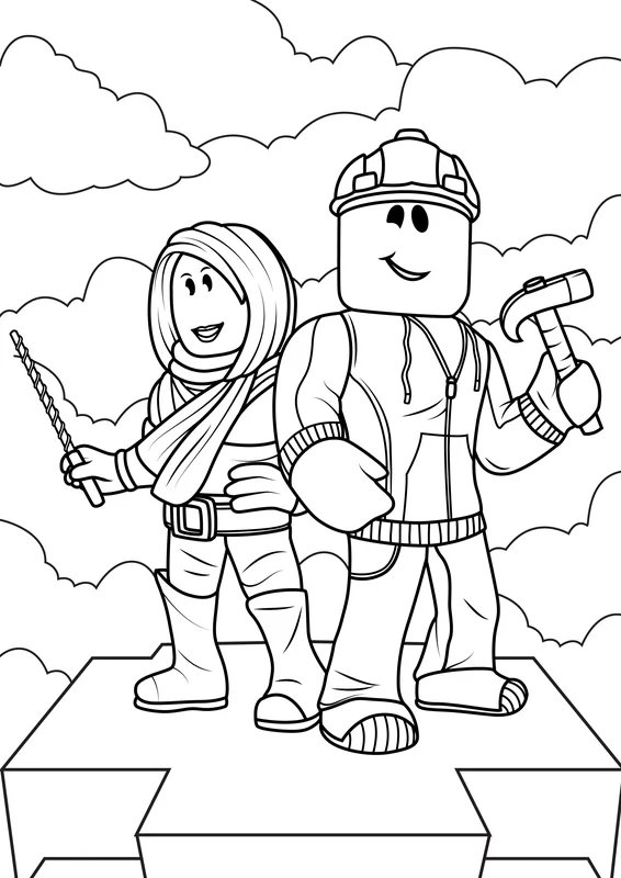 Roblox Zwei Charaktere coloring page for children
