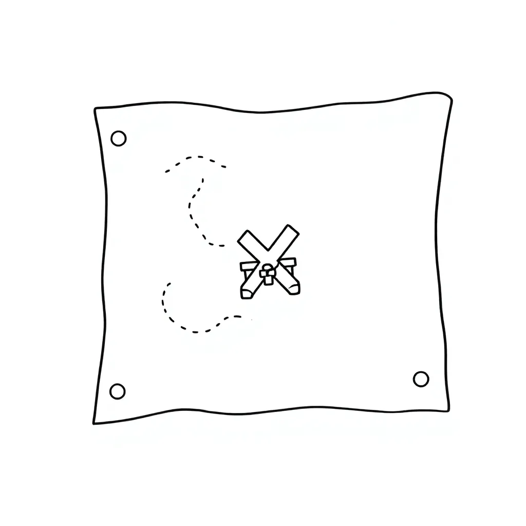 Schatkaart kleurplaten voorbeeld