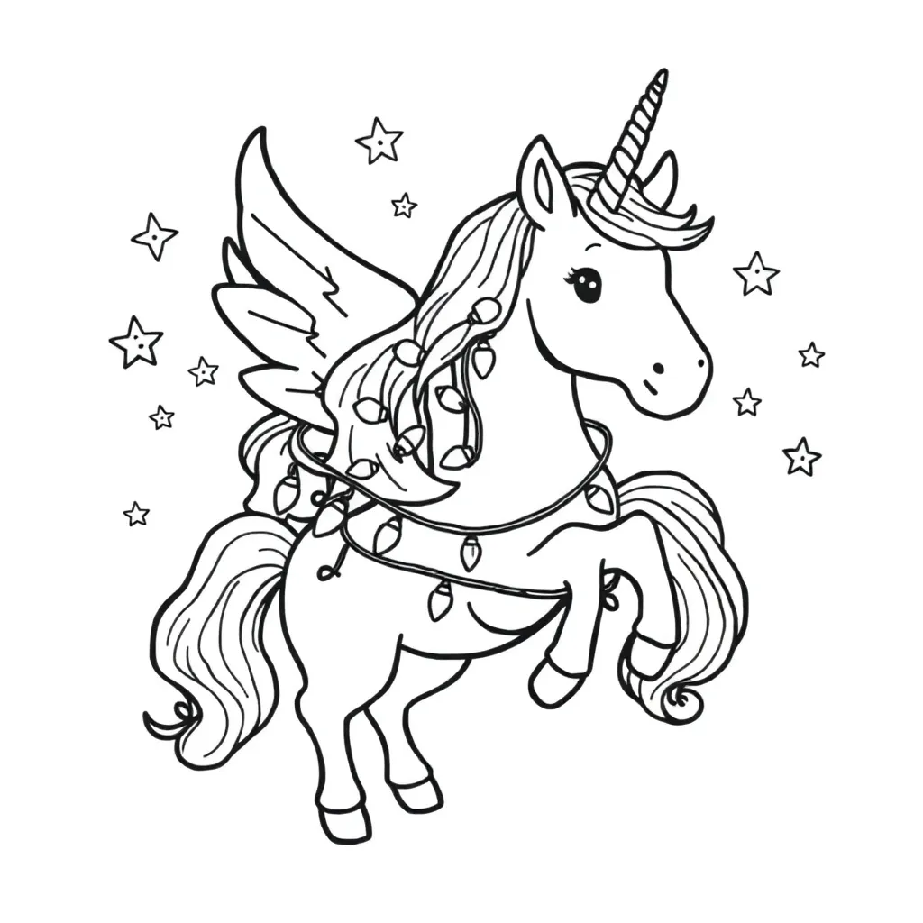 Schattige Kerst Eenhoorn coloring page for children