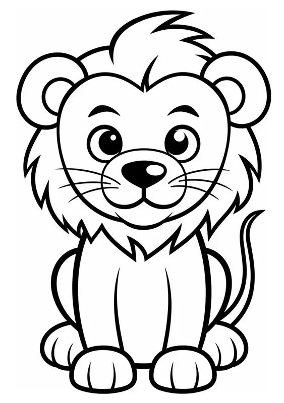 Schattige Leeuw Zittend coloring page for children