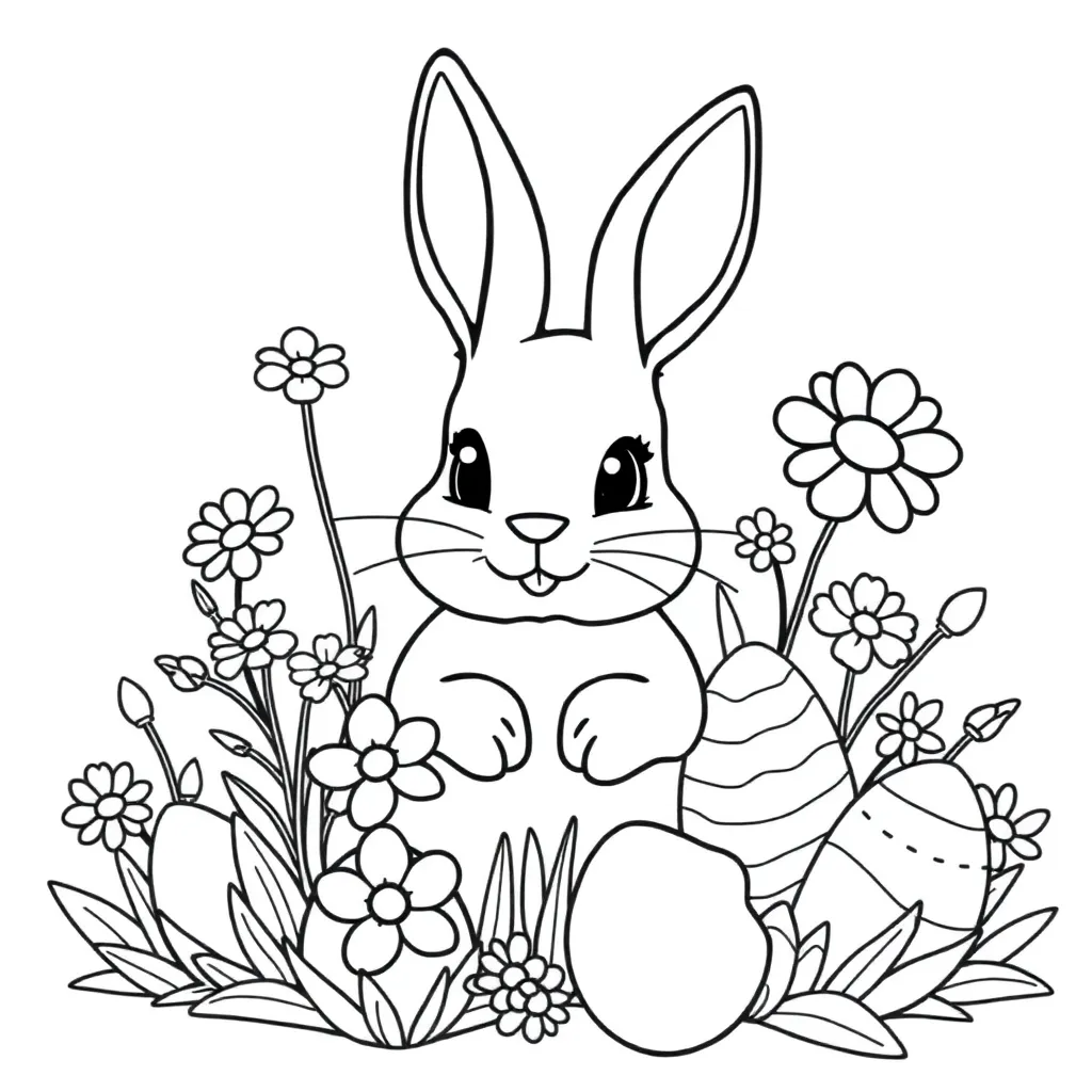 Schattige Paashaas coloring page for children