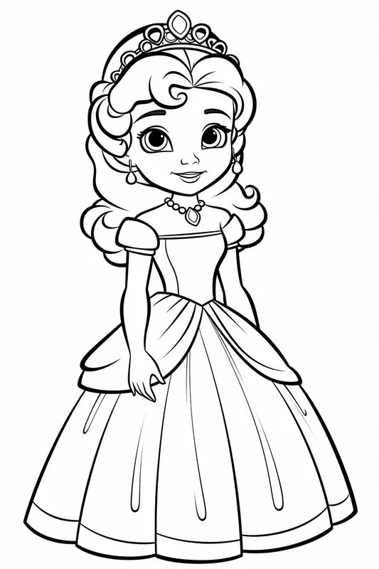 Schattige Prinses Poseert voor de Camera coloring page for children