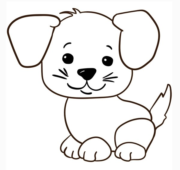 Schattige Zittende Cartoon Puppy coloring page for children