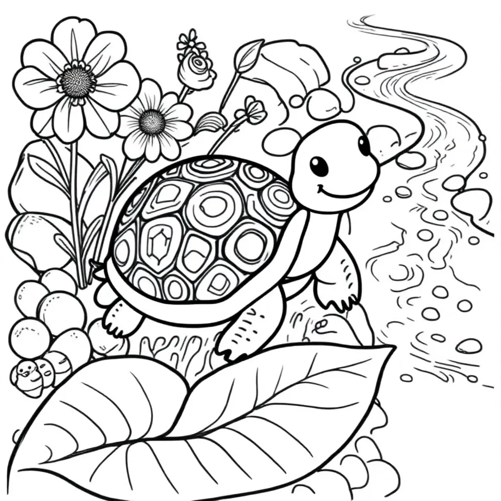 schildpad kleurplaat voor kinderen