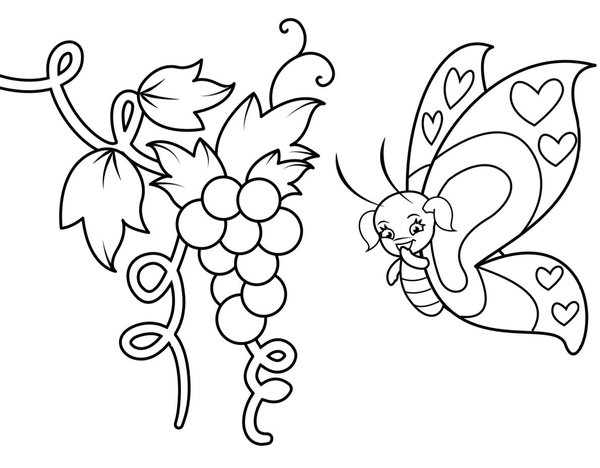 Schmetterling Weintrauben coloring page for children