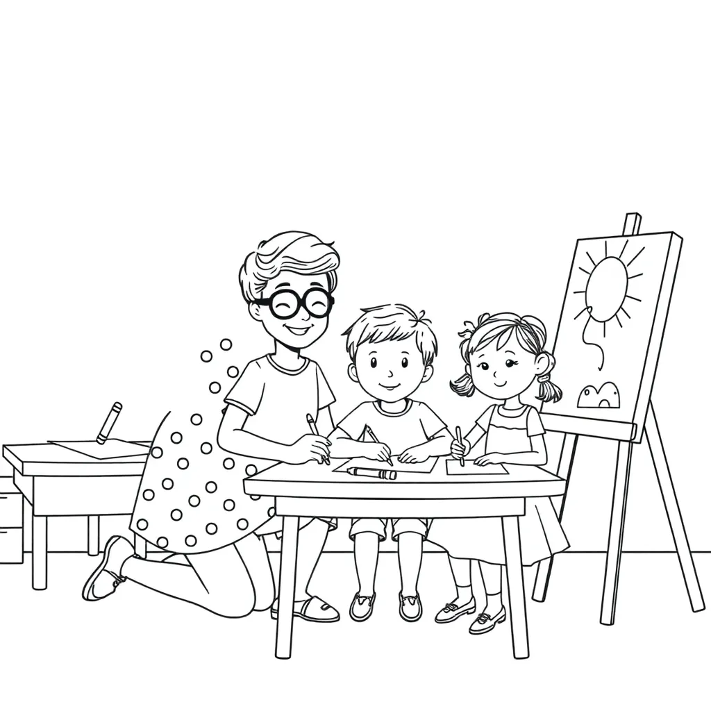 School Creatief Educatief Tekenen Kinderen coloring page for children