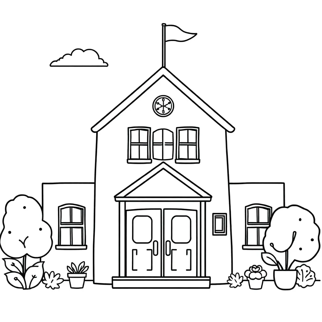 School Gebouw Kleurplaat coloring page for children