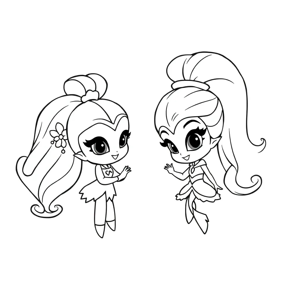 Shimmer Shine Magische Eenhoorn Fantasie coloring page for children