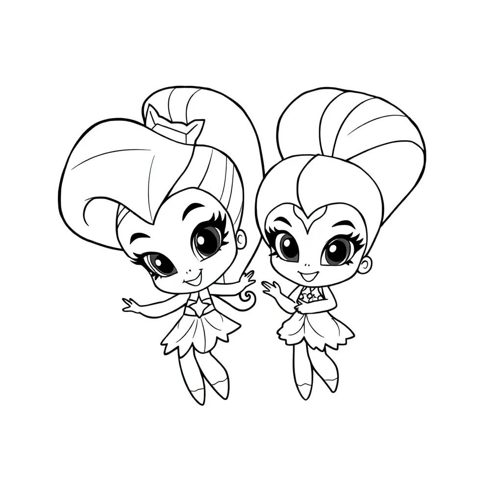 Shimmer Shine Magische Eenhoorns Tekenfilm Fantasie coloring page for children