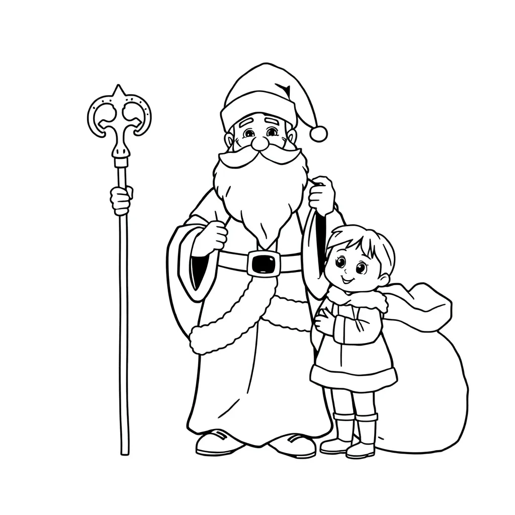 Simpele Sint coloring page for children