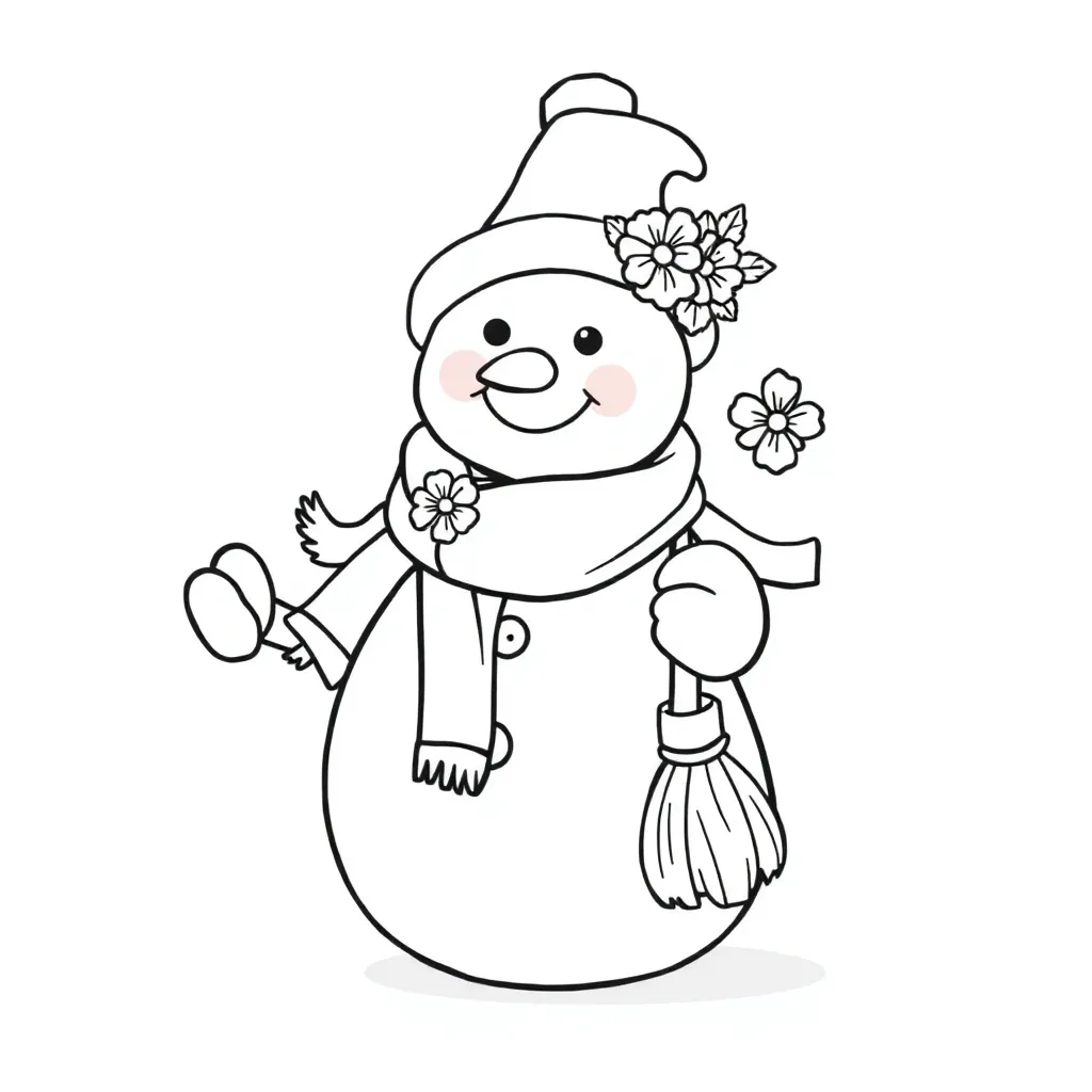 Simpele Sneeuwpop coloring page for children