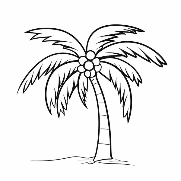 Simple Palm Tree coloring page for children