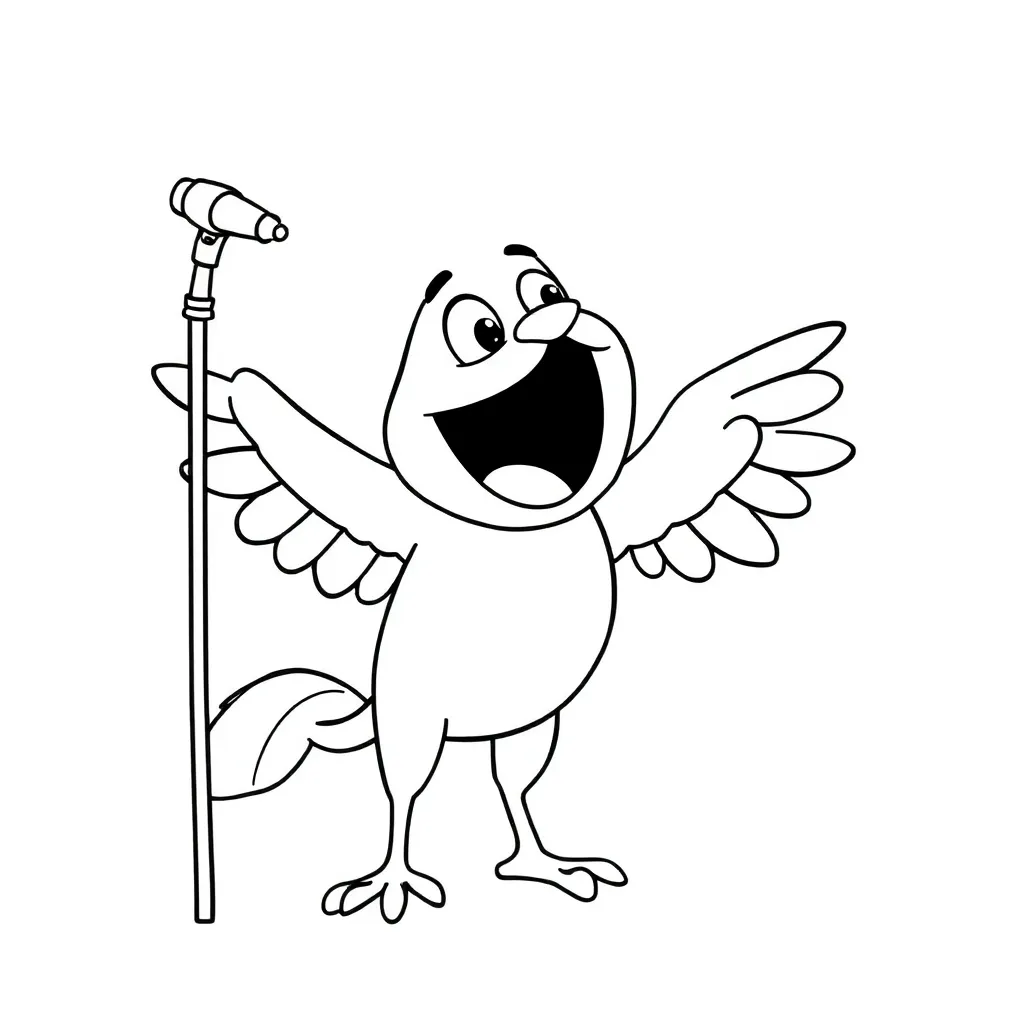 Sing Muziek Animatie Karakters Familie coloring page for children