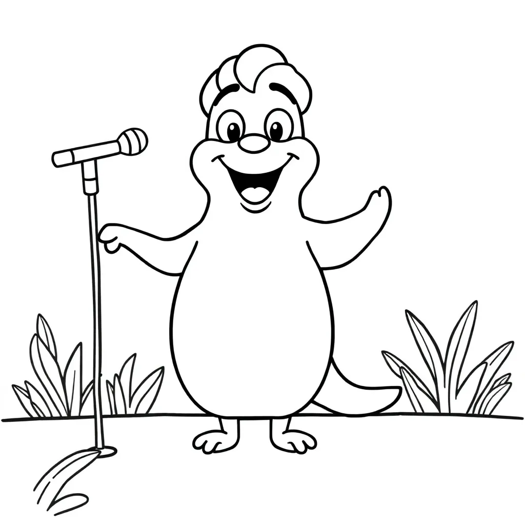 Sing Muziek Animatie Karakters Familie coloring page for children