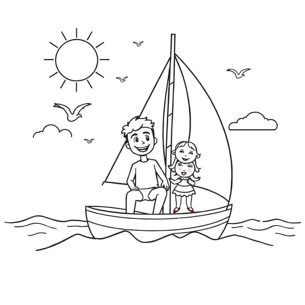 Sint En Piet Op De Boot coloring page for children