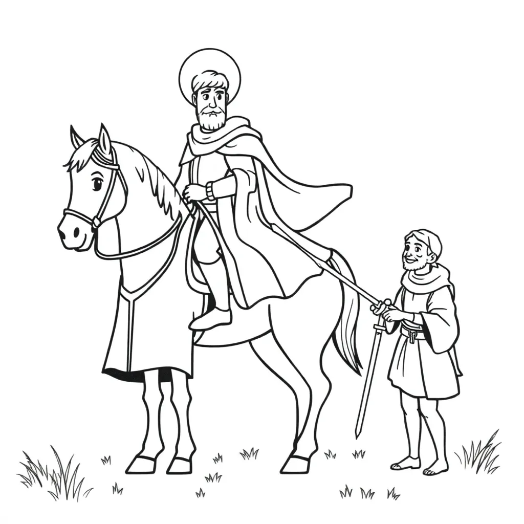 Sint Maarten Delen Vrijgevigheid Christelijke Cultuur Cartoonachtig coloring page for children