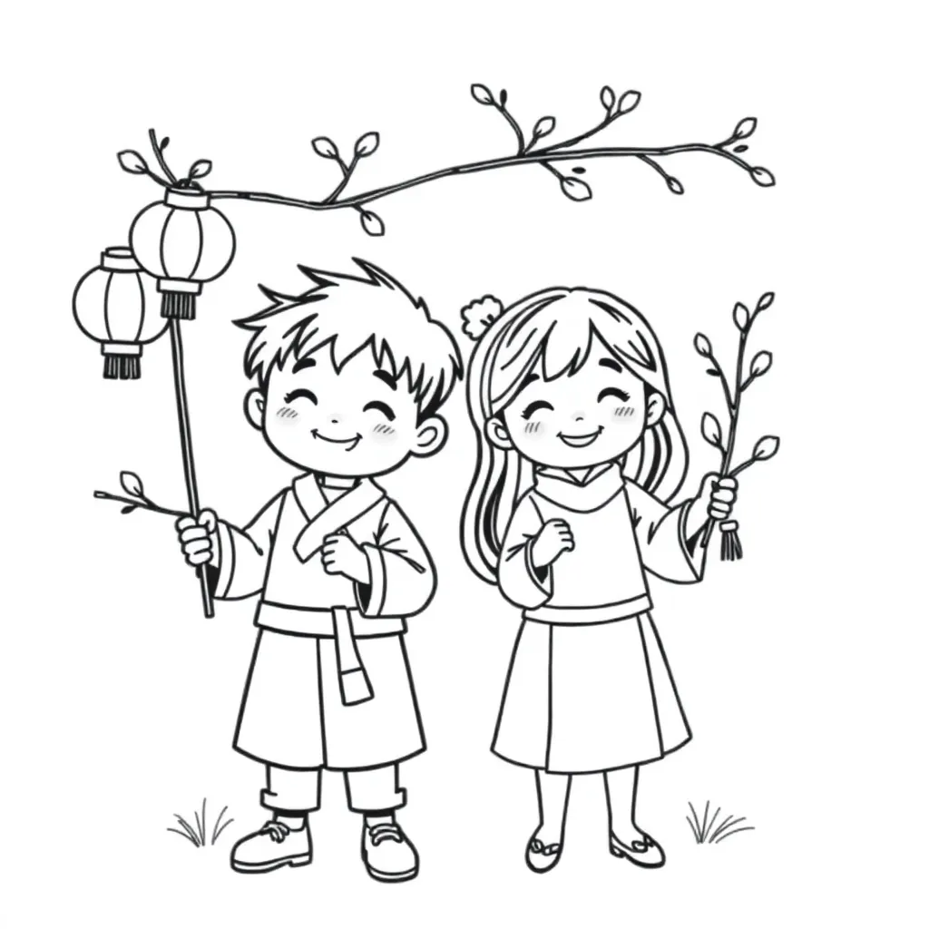 Sint Maarten Lantaarns Herfst Cartoon Kinderen coloring page for children