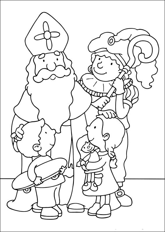 Sint Piet En Kinderen coloring page for children