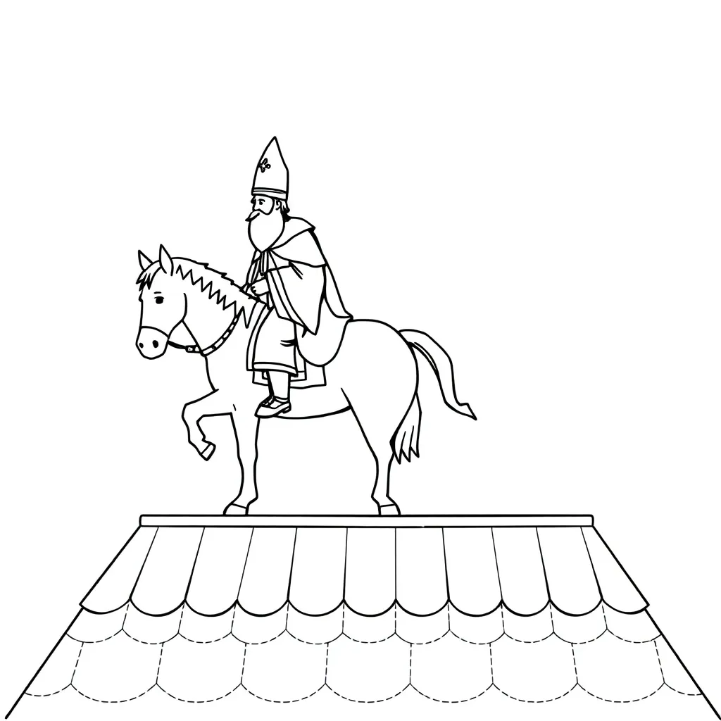 Sint Piet Schimmel Dak Sinterklaas Feestdagen coloring page for children