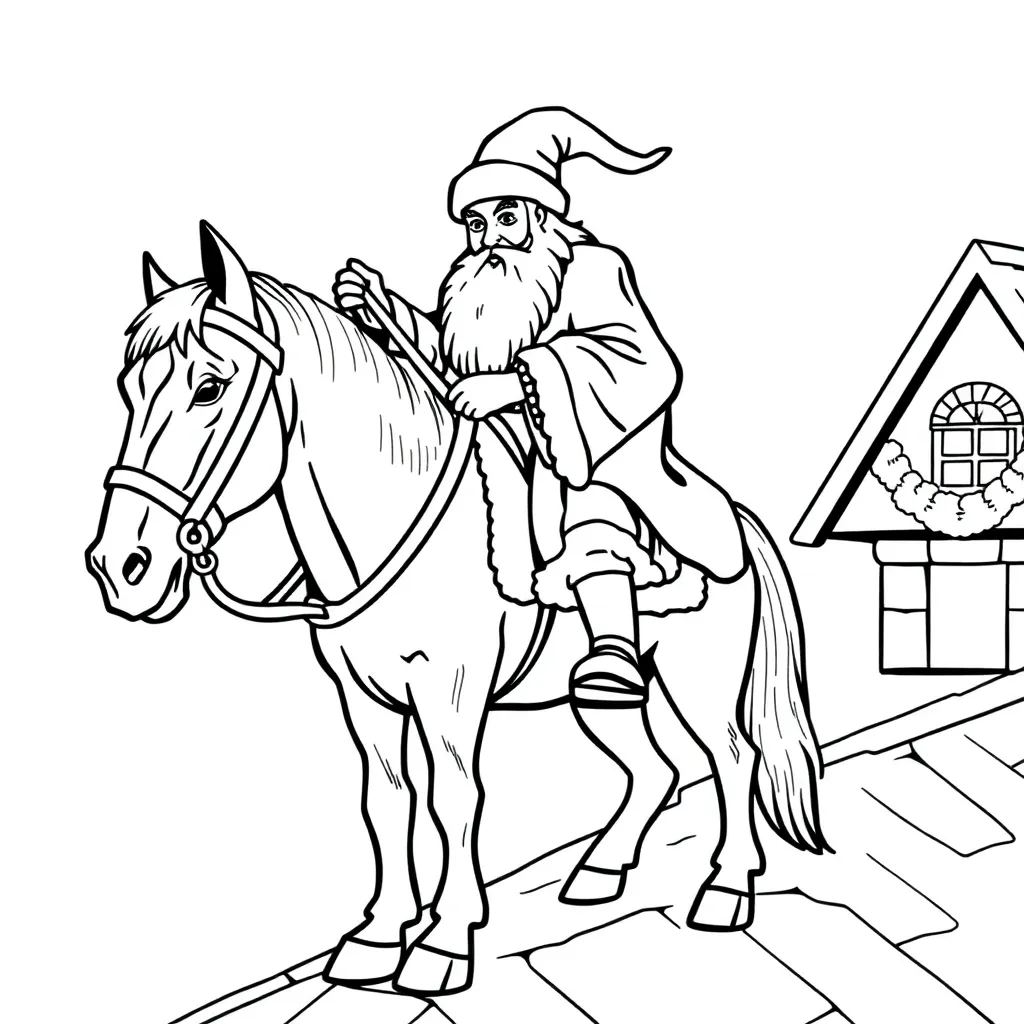 Sint Piet Schimmel Dak Sinterklaasfeest Gezellig coloring page for children