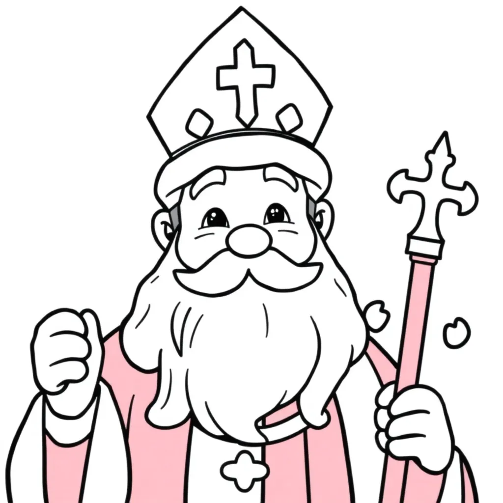 Sinterklaas Bisschopskledij Cartoonesk Christelijk Feestdagen coloring page for children