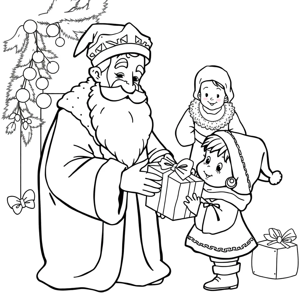Feuille de coloriage gratuite Saint-Nicolas, Cadeau,  Pèlerins, Festif, Enfants Peintures