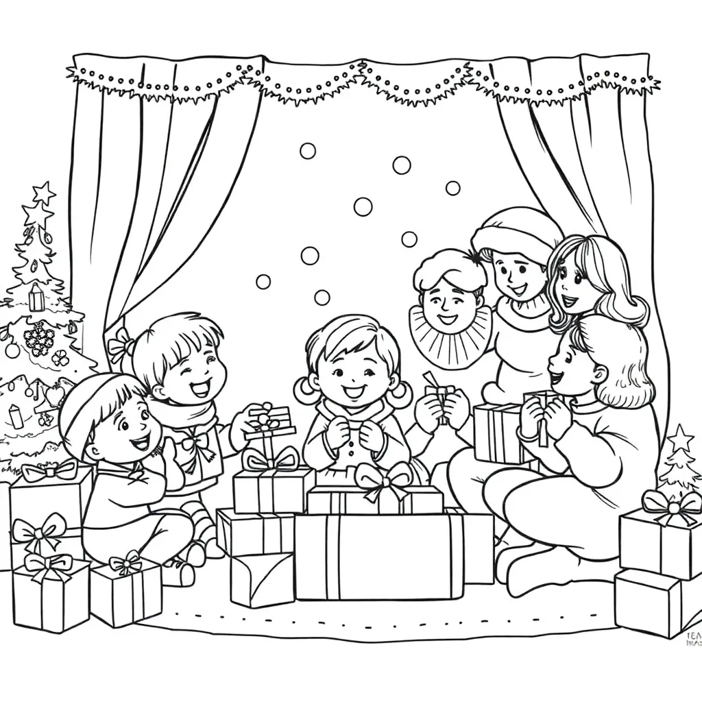 Sinterklaas Cadeaus Kinderen Feestelijk Creatief coloring page for children