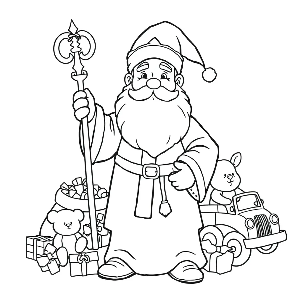 Sinterklaas Feestelijk Cadeaus Kinderen Creatief coloring page for children