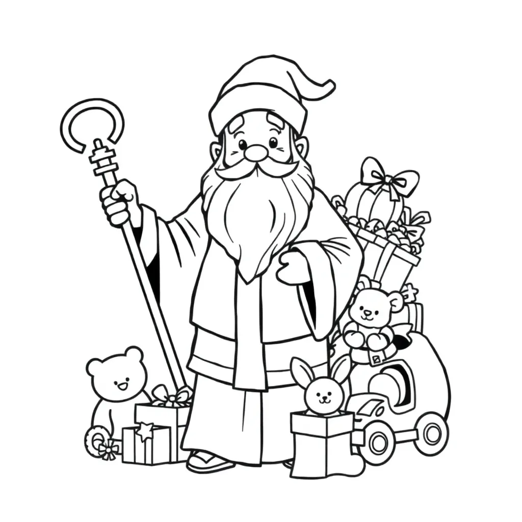 Sinterklaas Feestelijk Cadeaus Kinderen Creatief coloring page for children