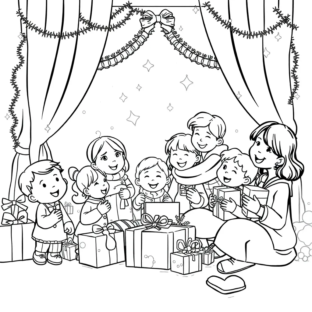 Sinterklaas Feestelijk Cadeaus Kinderen Gezellig coloring page for children