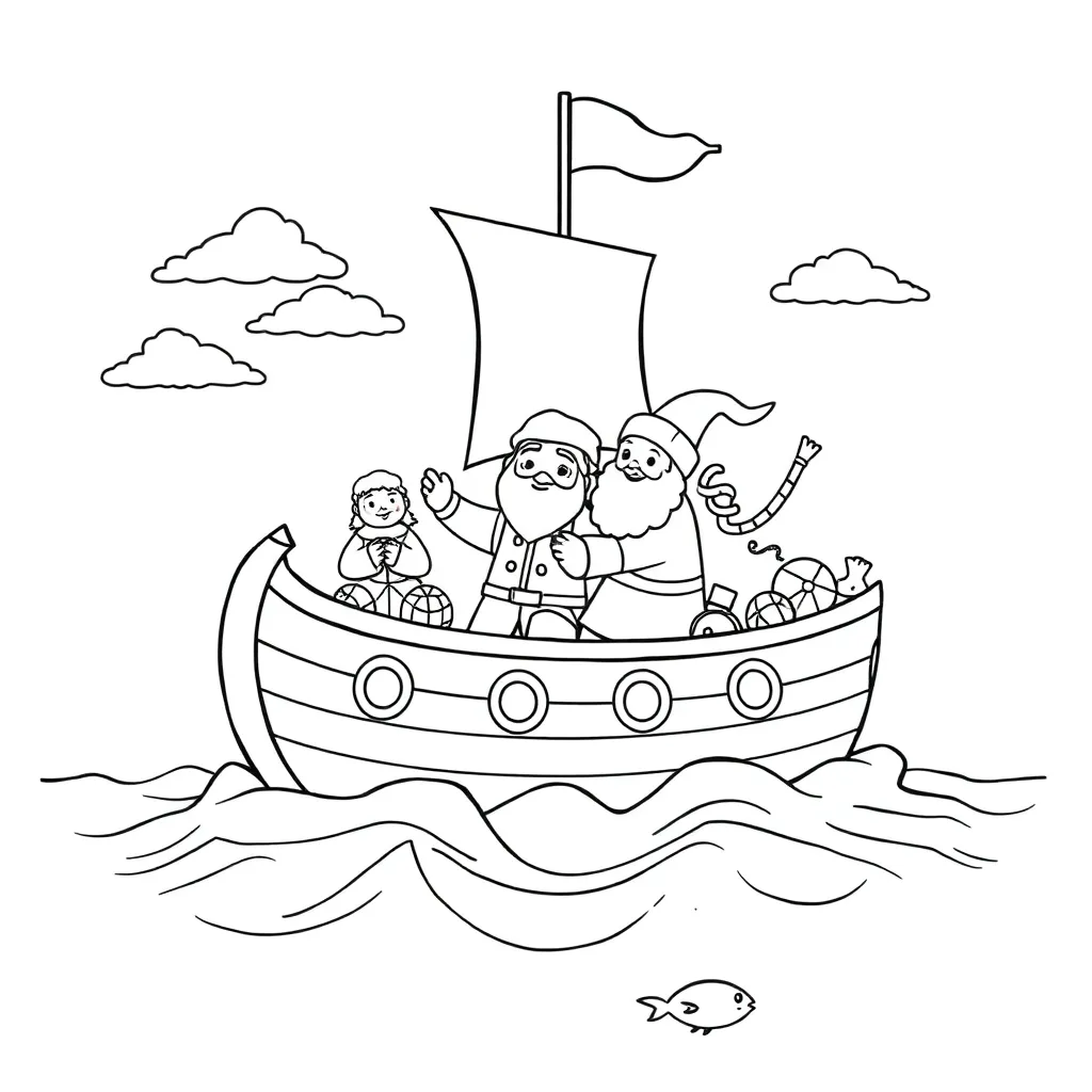 Sinterklaas Feestelijk Cultureel Creatief Boot coloring page for children