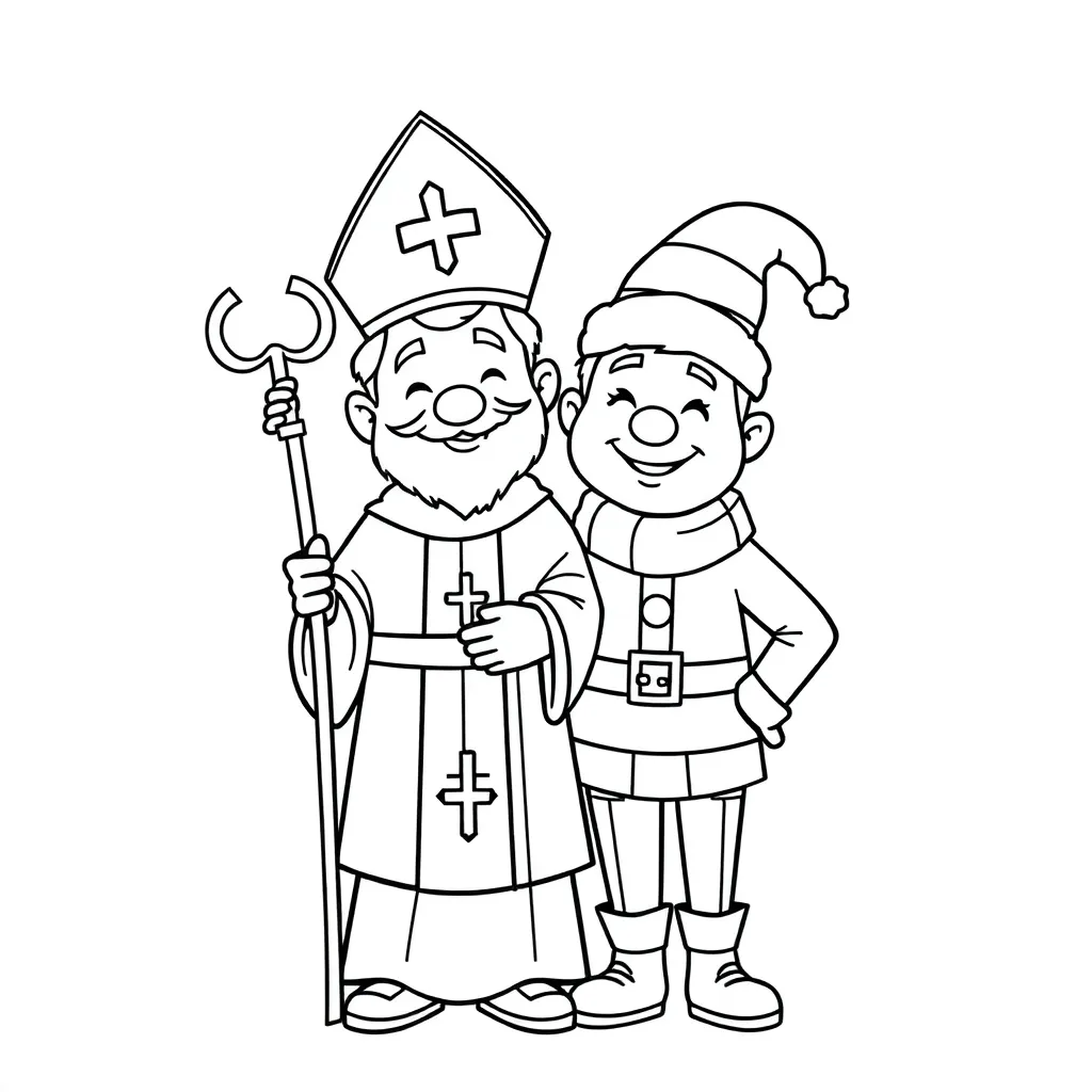 Sinterklaas Feestelijke Figuren Traditioneel Winterse Feestdagen Creatief Inkleuren coloring page fo