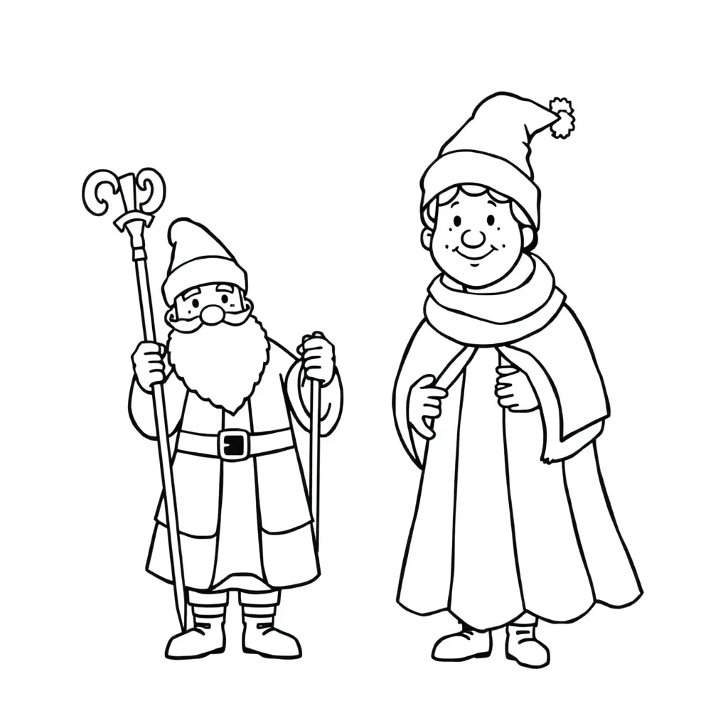 Sinterklaas Feestelijke Karakters Traditionele Kleding Europese Traditie Kinderen coloring page for
